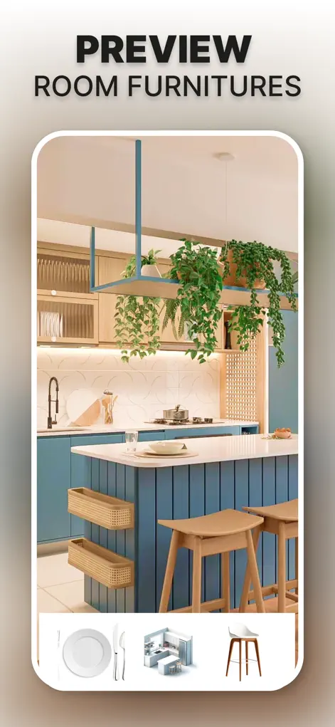 Selecting furniture assets to replace furniture in a room photo with Interior AI